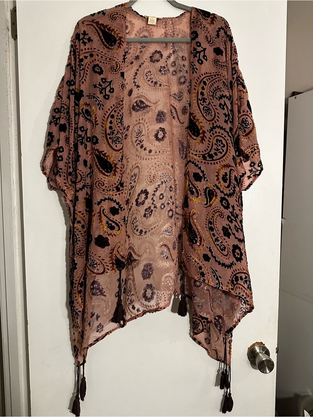 Japna Boho Paisley Open-Front Kimono - Dusty Rose